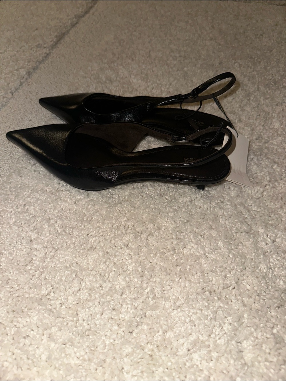 Zara Leather Slingback Kitten Heels - Picture 3 of 6